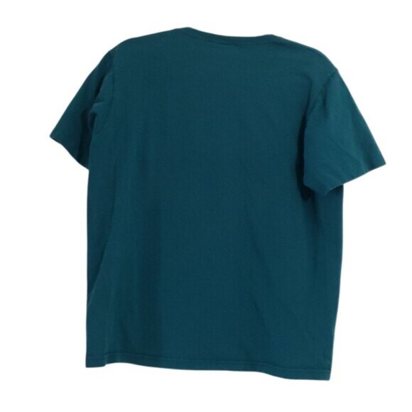 Vintage 90s Womens Hanes Embroidered Elephant Graphic Teal Short Sleeve T Shirt - Picture 6 of 6